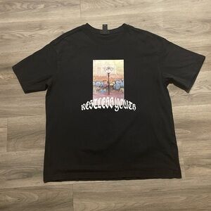 H&M Black Graphic Restless youthTee with Artistic Print
